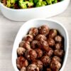 Asian chicken meatballs and stir-fried vegetables