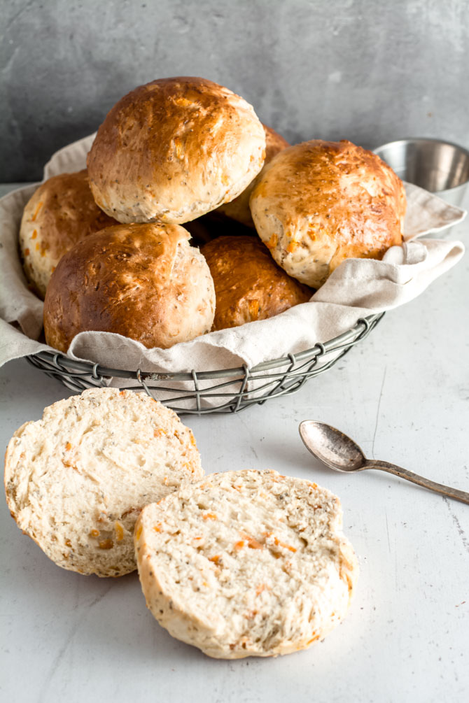 Carrot and chia seed bread rolls