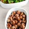 Teriyaki chicken meatballs with stir-fried vegetables