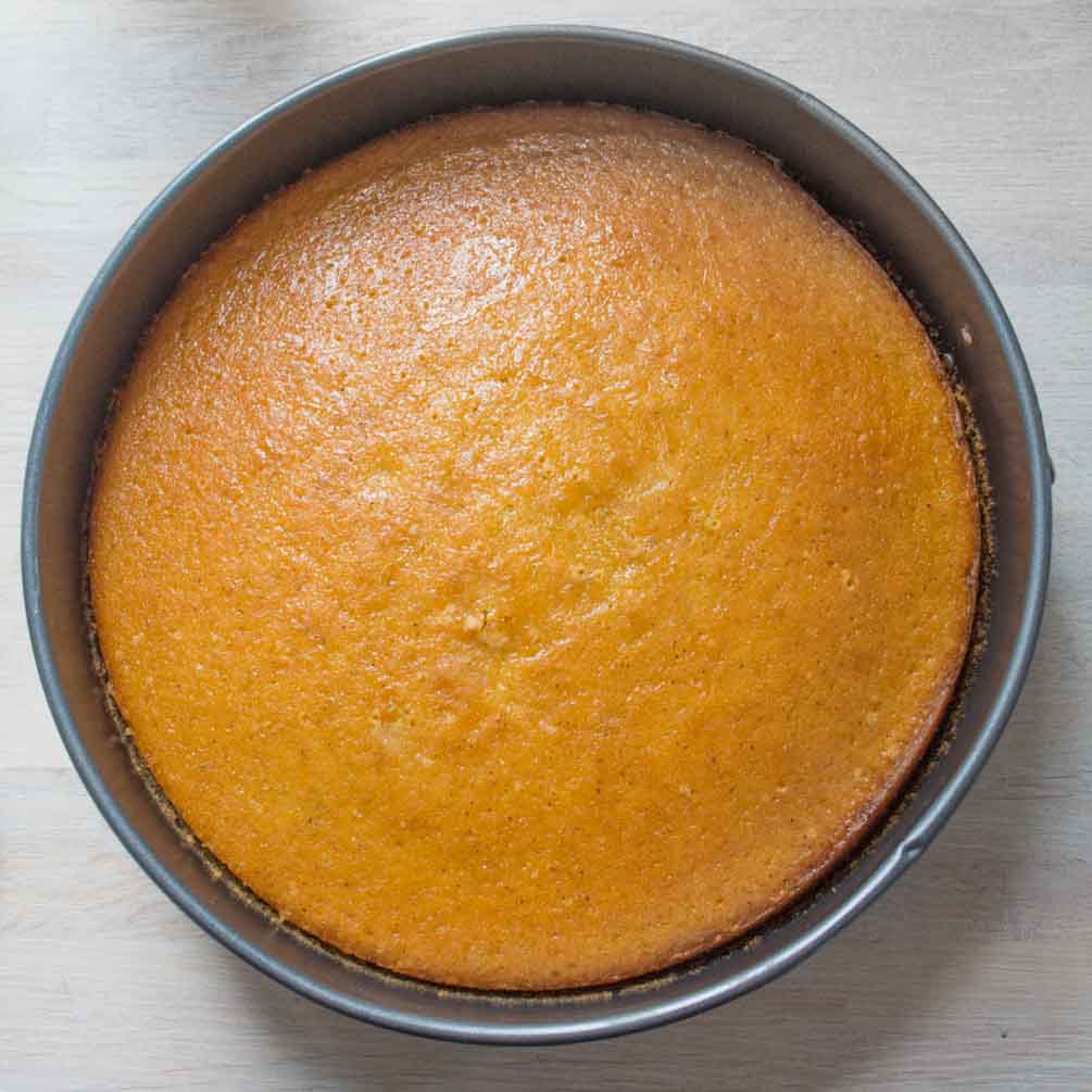 Baked pumpkin cake fresh out of the oven