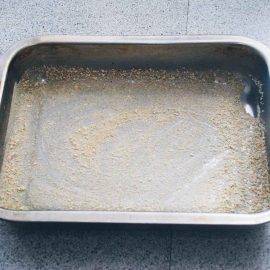Brownies in a baking pan before slicing
