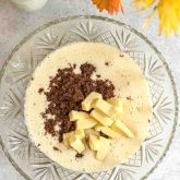 Banana cake batter being mixed in a bowl