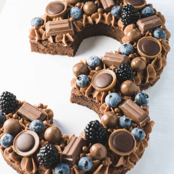 Chocolate number cake for a birthday celebration