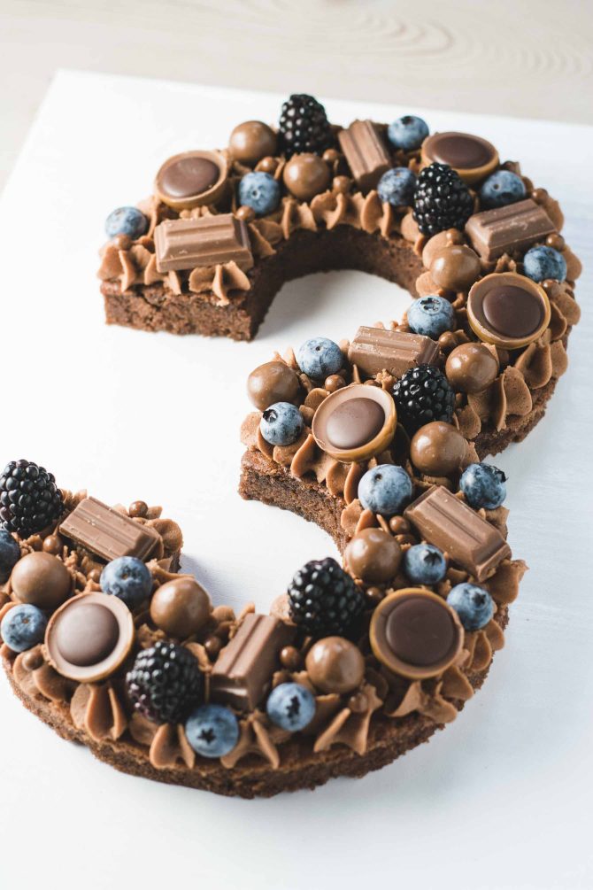 Chocolate number cake for a birthday celebration