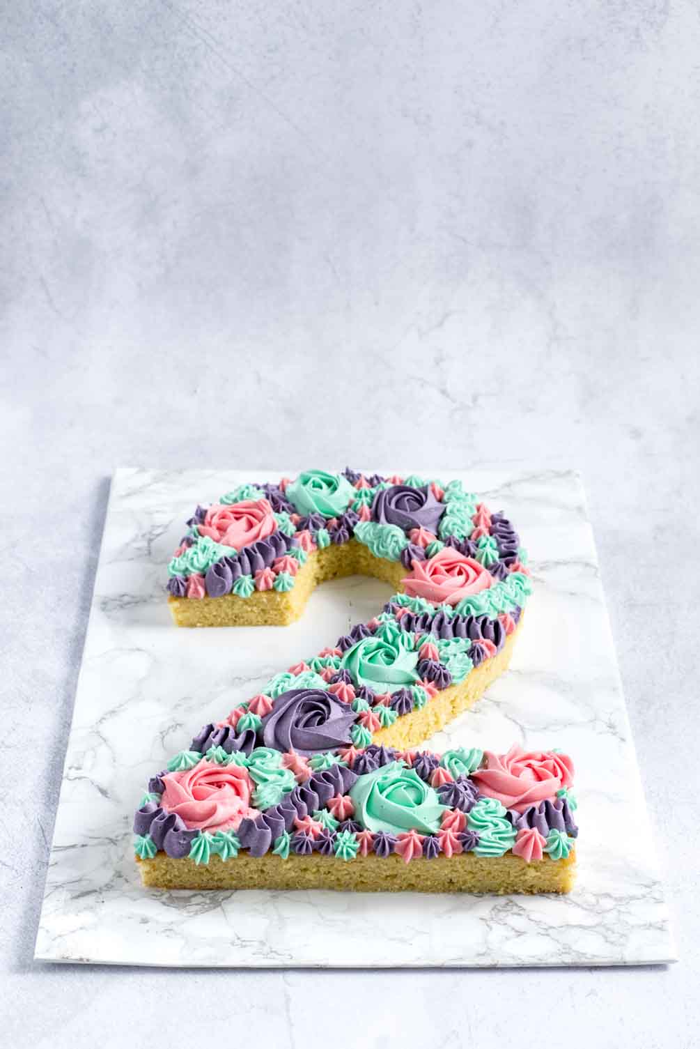 Lemon vanilla number cake decorated for a birthday