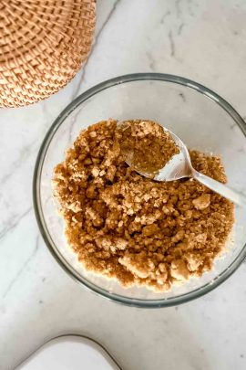 Crumbled biscuit dough for mousse cake base