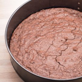 Baked brownie layer for chocolate mousse cake
