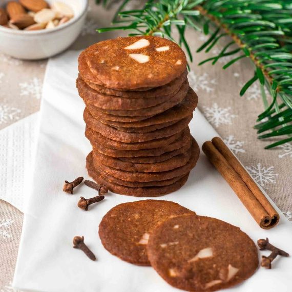 Danish brunkager cookies arranged on a plate