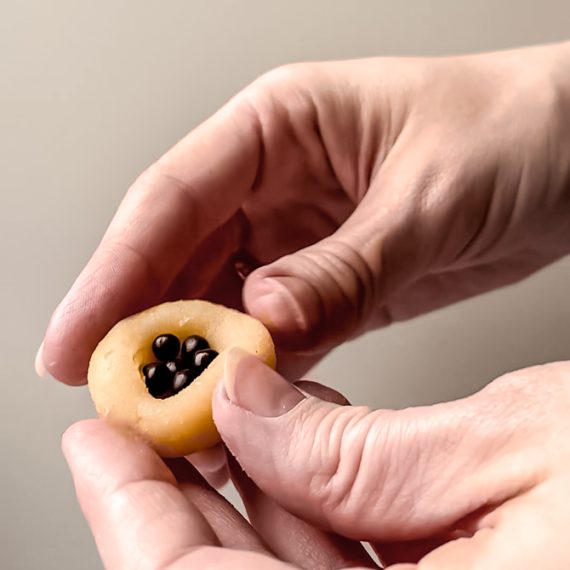 Callebaut crisp pearls used for marzipan Easter eggs
