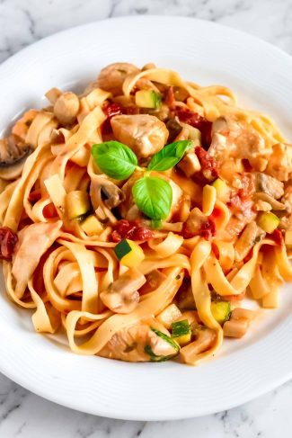 Bowl of creamy chicken pasta