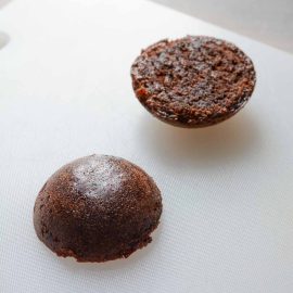 Chocolate bases prepared for mousse snowball dessert