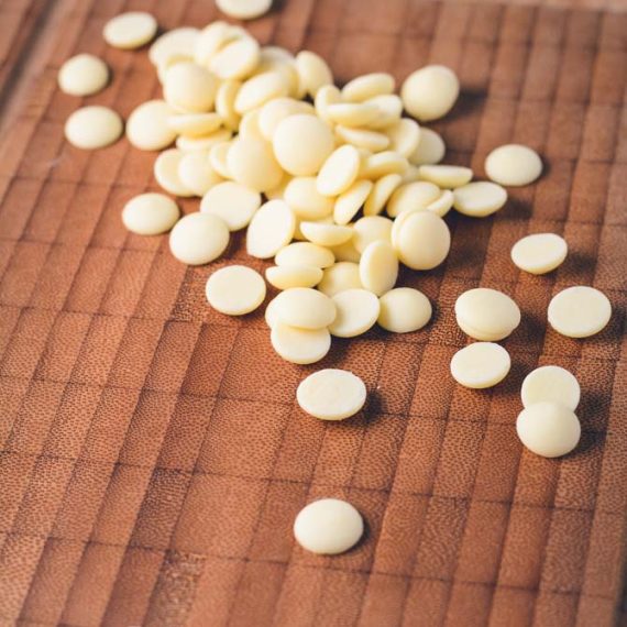 Chocolate buttons used for tempering chocolate