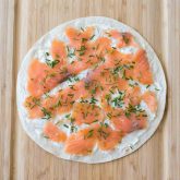 Salmon pinwheels made with cream cheese and tortilla wraps