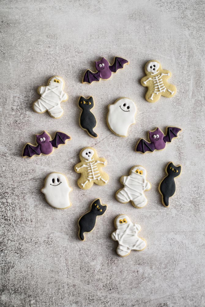 Halloween sugar cookies decorated with colorful icing