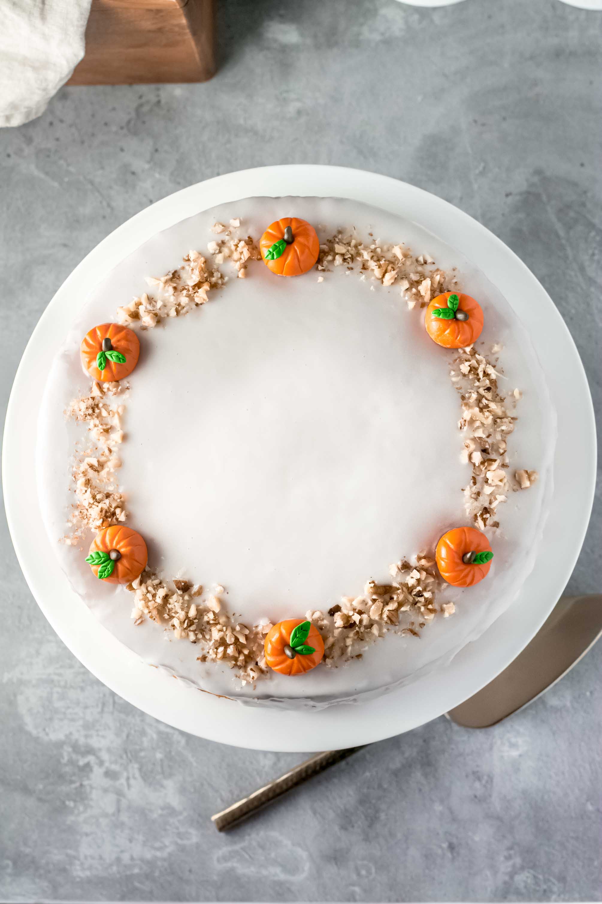 Halloween pumpkin cake decorated for the holiday