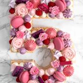 Raspberry number cake made for a girl's birthday