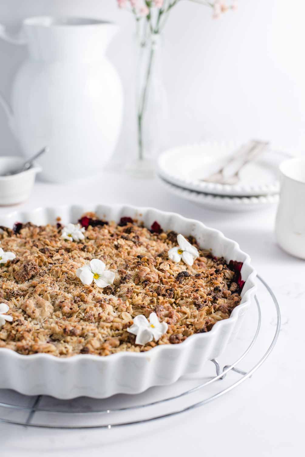 Raspberry crumble with crisp crumb topping