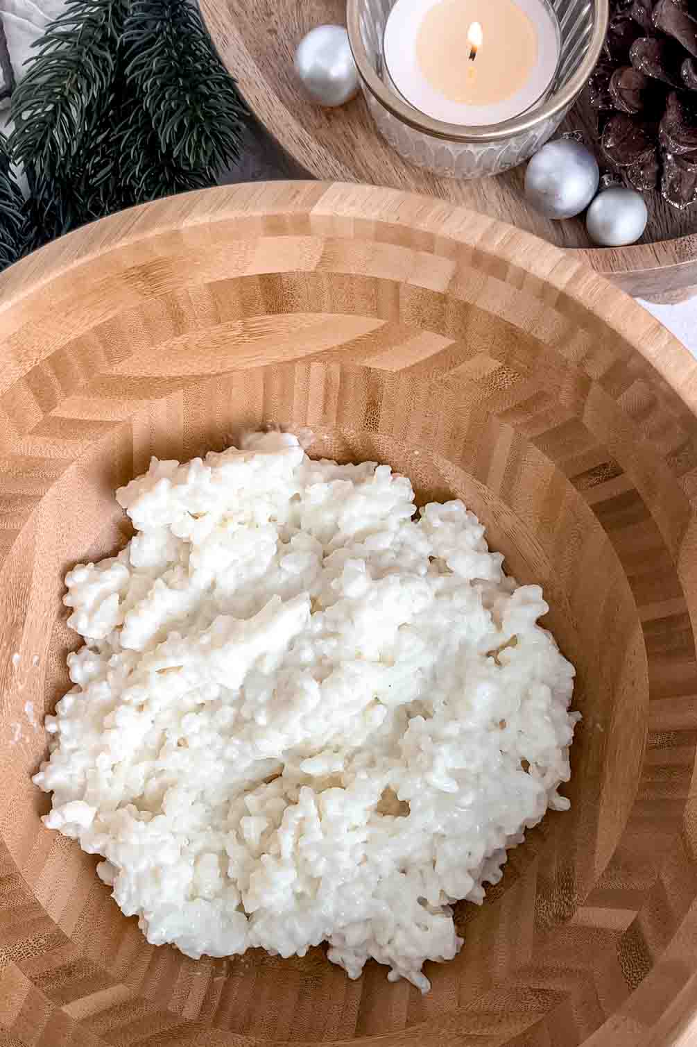 Pot of rice porridge used as the base for risalamande