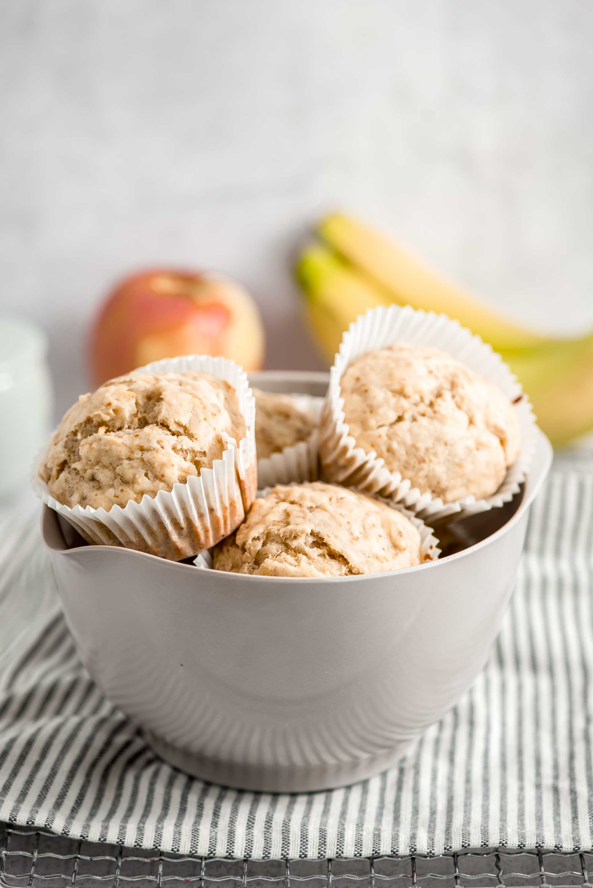 Sugar free banana apple muffins in a muffin pan