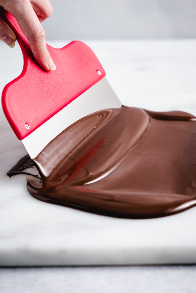 Smooth tempered chocolate ready for dipping or molding