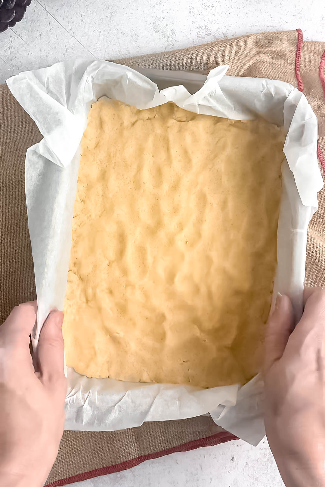 Shortbread cookie base for homemade Twix bars