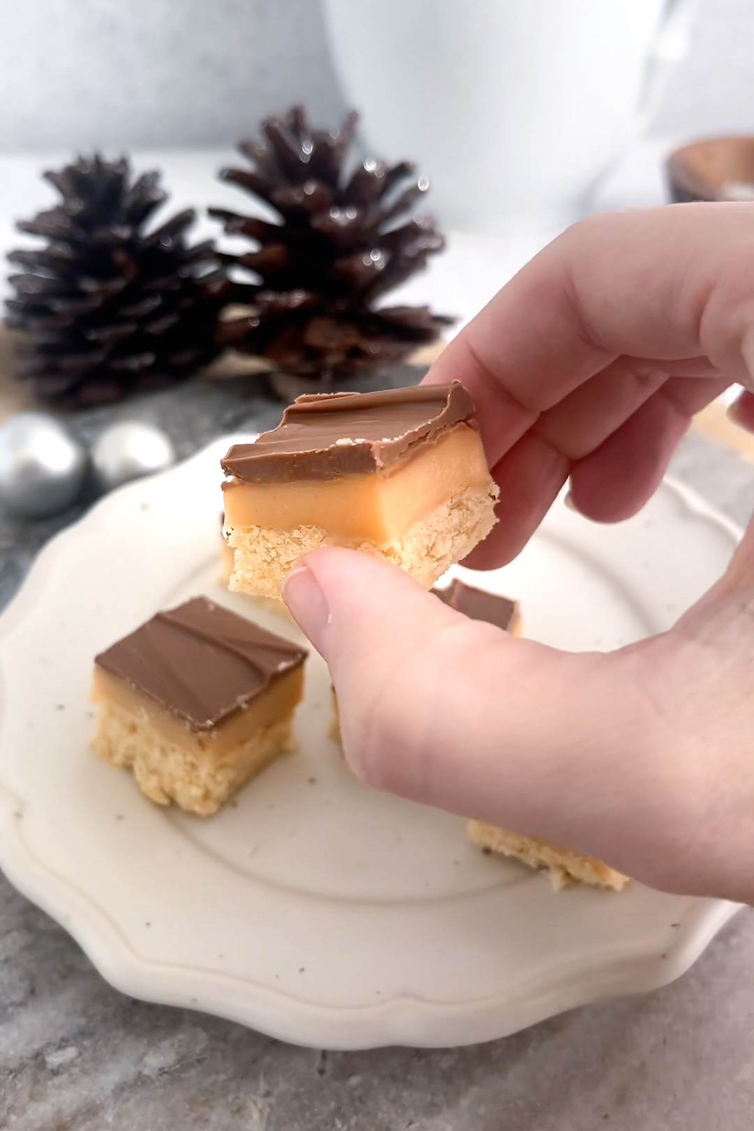 Homemade Twix candy bars with chocolate coating