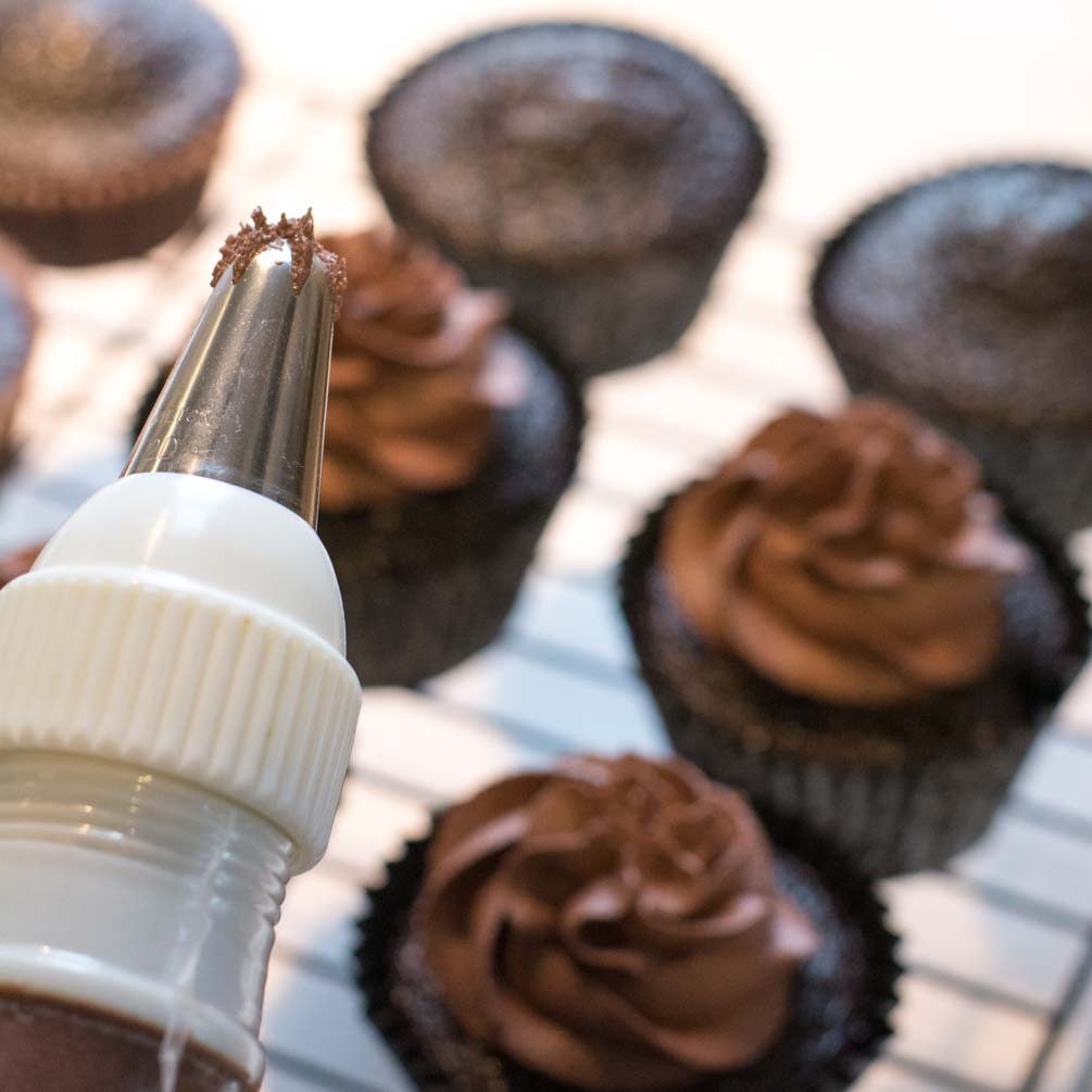 Cupcake frosting piped with a Wilton 2D tip