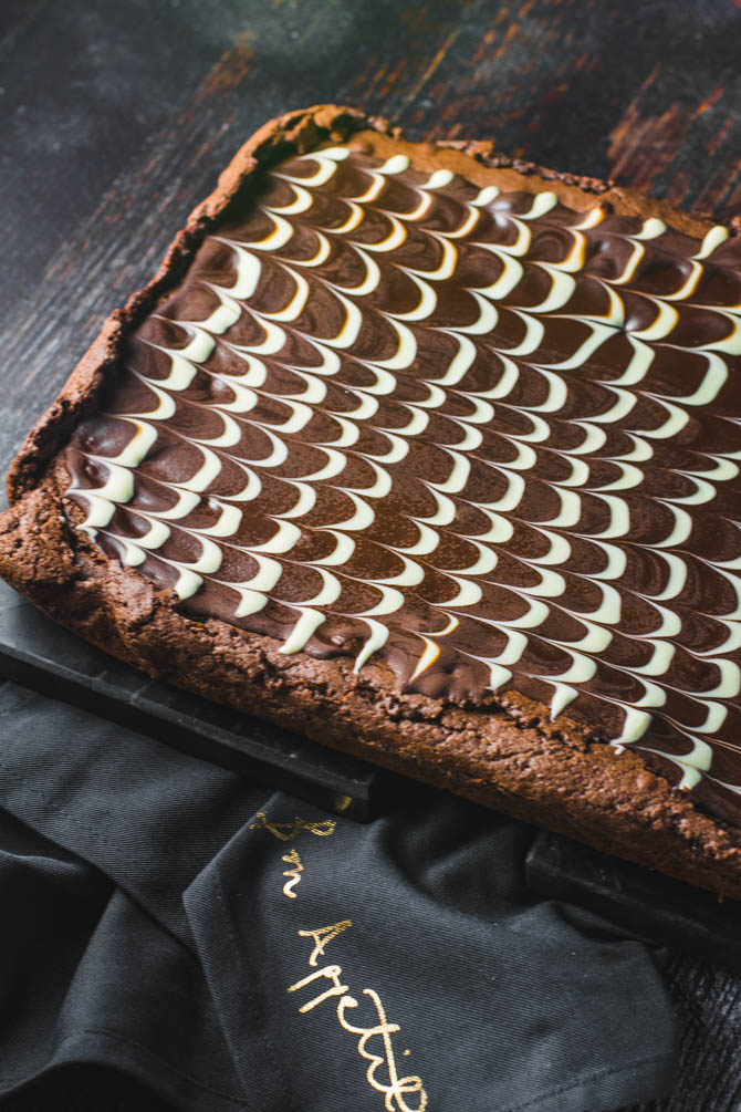 Aesthetic brownies decorated with chocolate