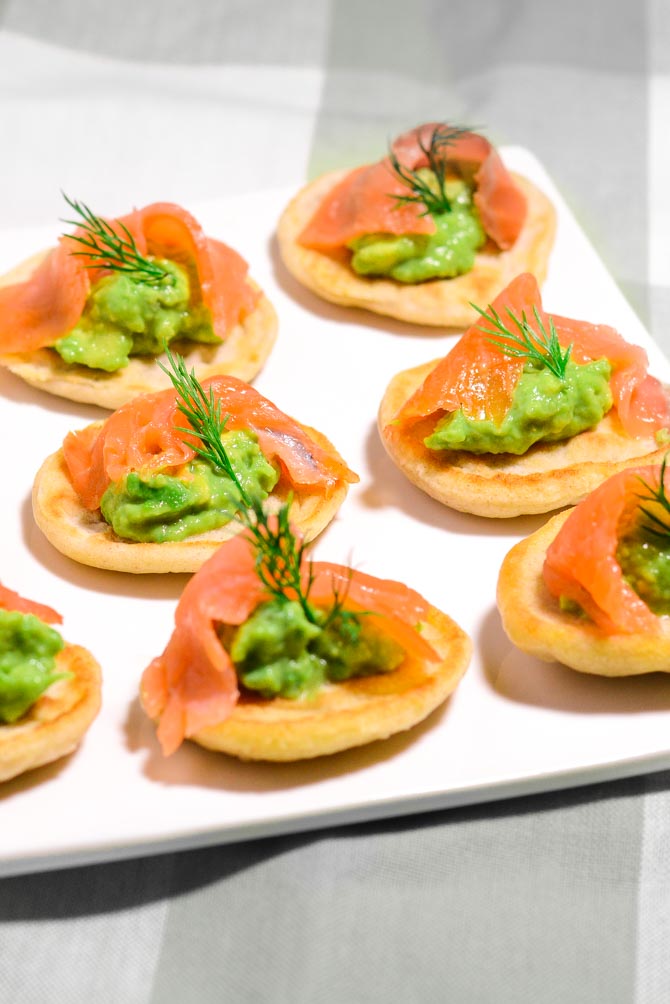 Blinis with salmon and avocado