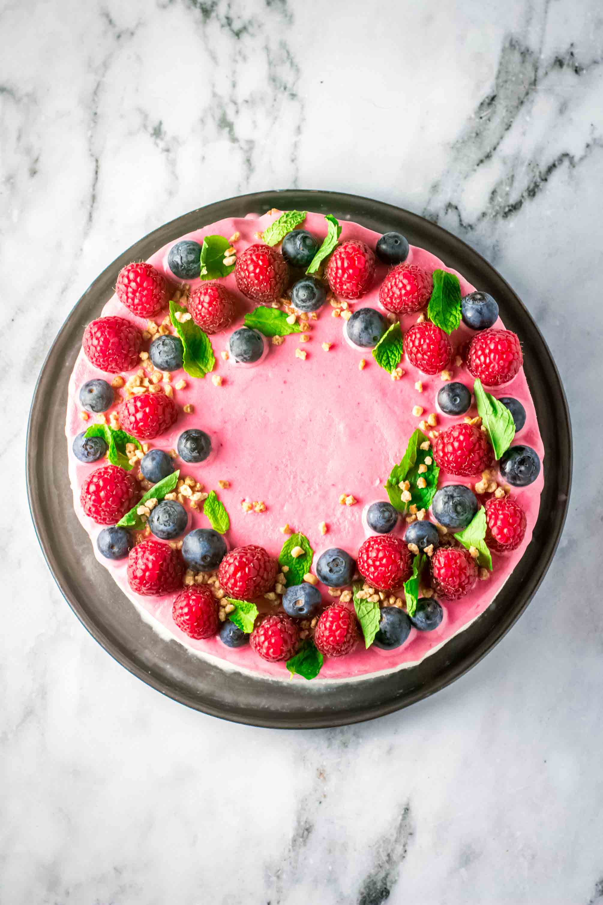 Slice of raspberry white chocolate ice cream cake
