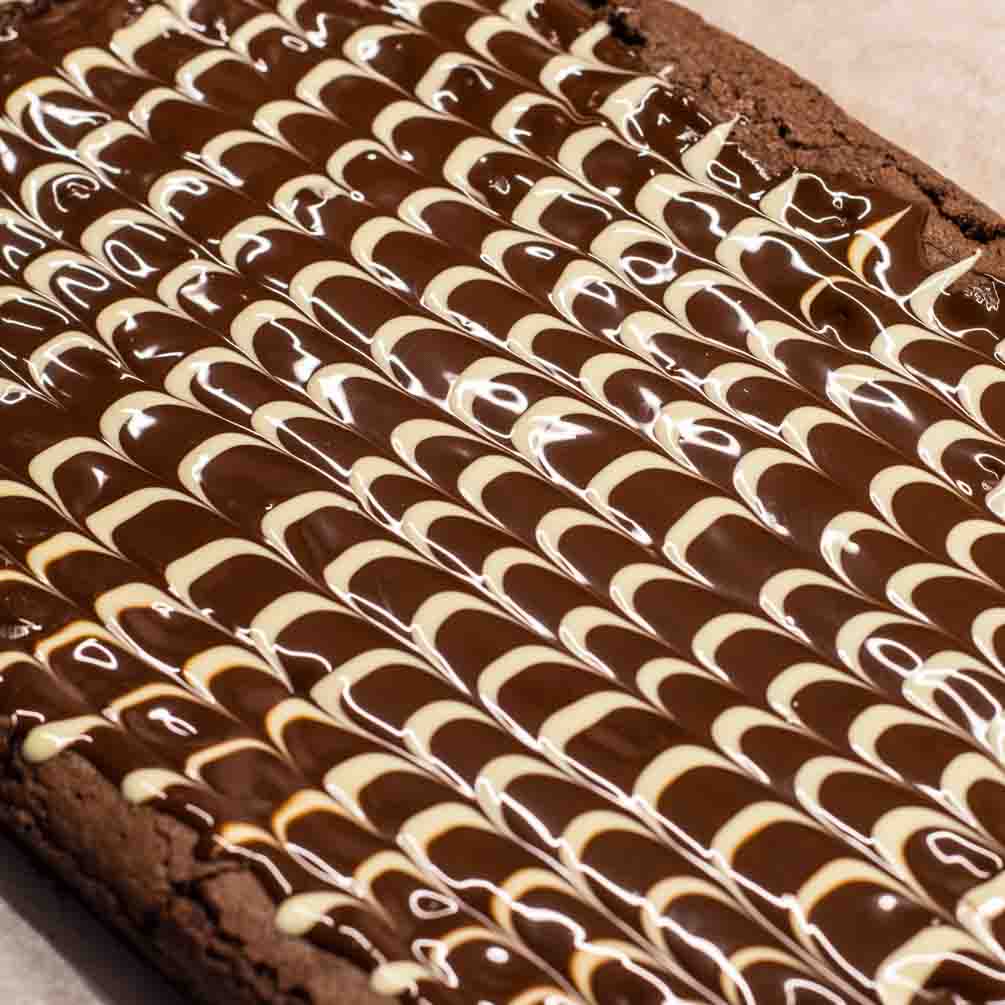 Bowl of melted chocolate for brownie pattern